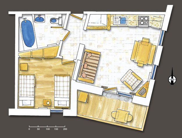 Plan de l'appartement Névé, location à Montchavin